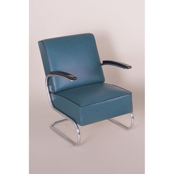 Image 1 of Fauteuil bleu vintage par Mucke Melder, Tchécoslovaquie années 1930