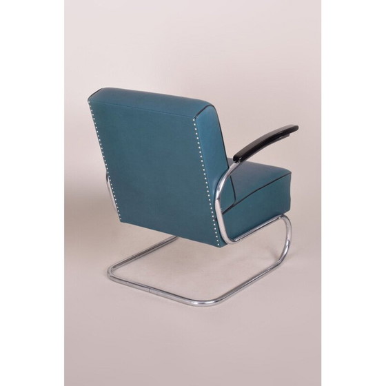Image 1 of Fauteuil bleu vintage par Mucke Melder, Tchécoslovaquie années 1930
