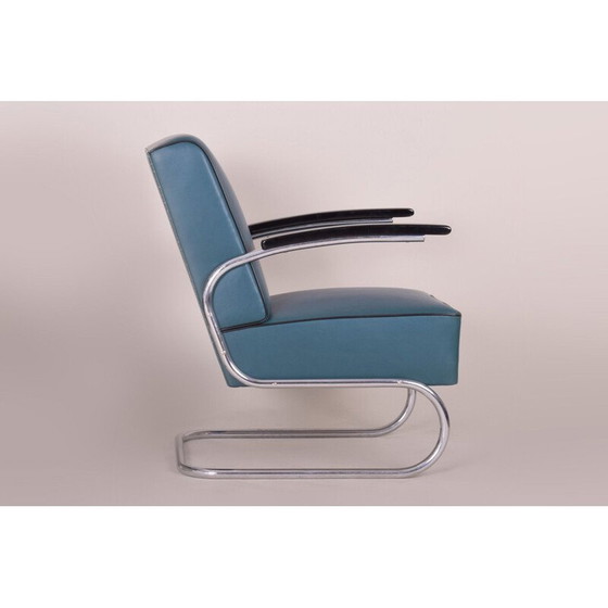 Image 1 of Fauteuil bleu vintage par Mucke Melder, Tchécoslovaquie années 1930