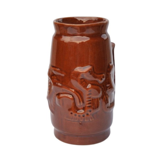 Image 1 of Tasse vintage en céramique brune de Spila, Pologne 1970