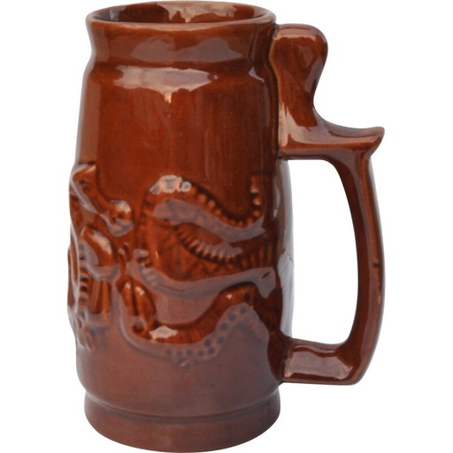 Tasse vintage en céramique brune de Spila, Pologne 1970