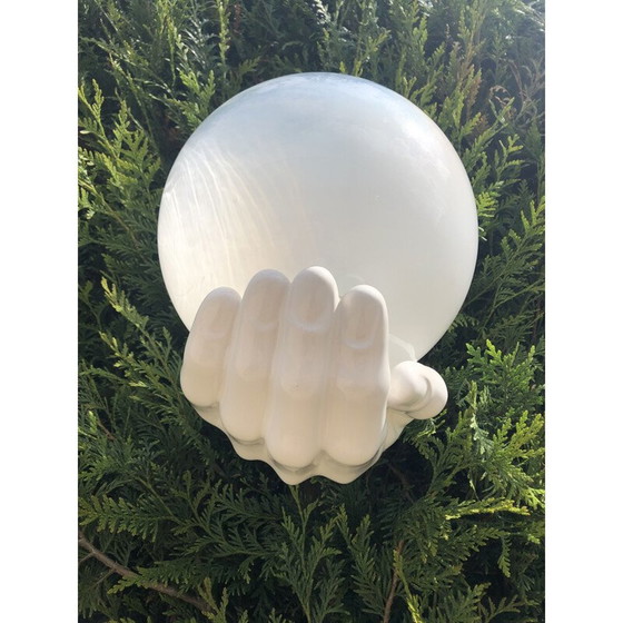 Image 1 of Ensemble de 3 lampes murales vintage en céramique blanche et verre, 1970