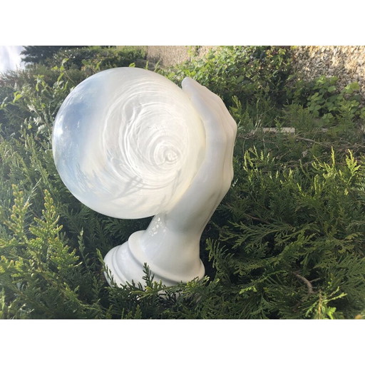 Ensemble de 3 lampes murales vintage en céramique blanche et verre, 1970