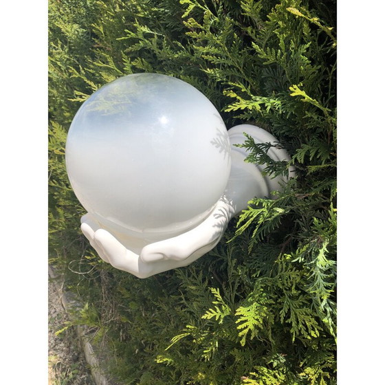 Image 1 of Ensemble de 3 lampes murales vintage en céramique blanche et verre, 1970