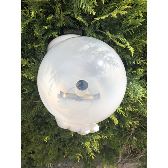 Image 1 of Ensemble de 3 lampes murales vintage en céramique blanche et verre, 1970