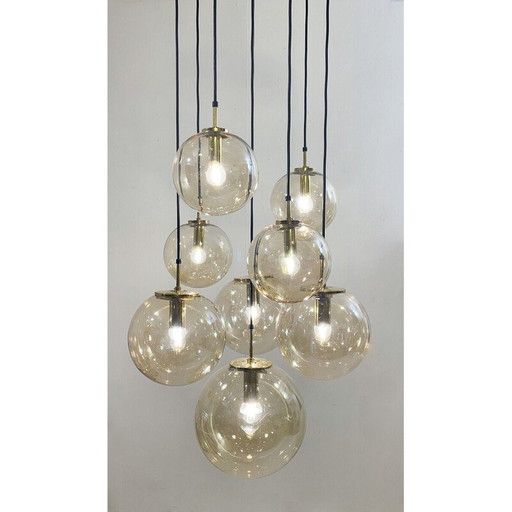 Lustre en verre vintage en cascade de Limbourg, 1970