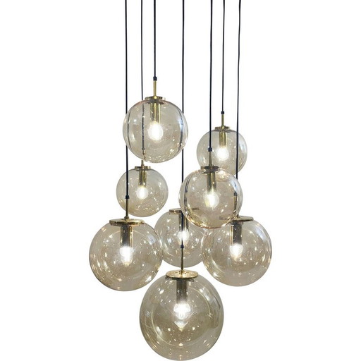 Lustre en verre vintage en cascade de Limbourg, 1970