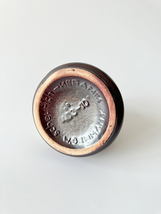 Image 1 of Scheurich 493-10, Vase En Céramique Avec Anse, Émaillé En Brun, Beige, West Germany, Wgp, Mid Century Modern, Années 1960