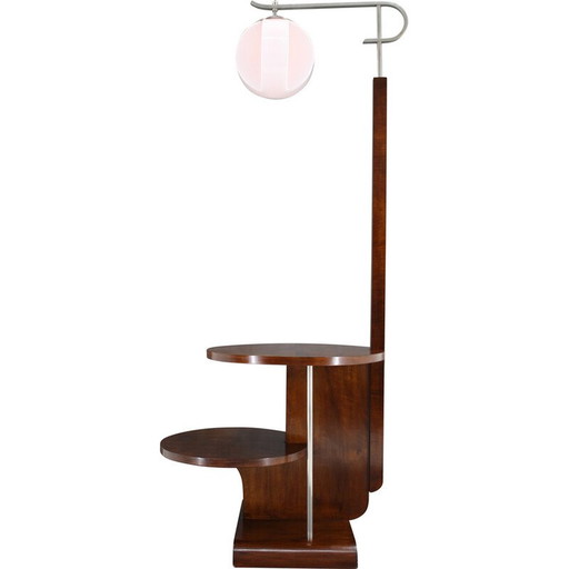 Lampadaire vintage en finition noyer par Jindrich Halabala, Tchécoslovaquie 1930