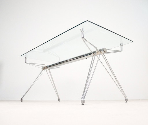  Bureau italien en verre/table de conférence des années 1980