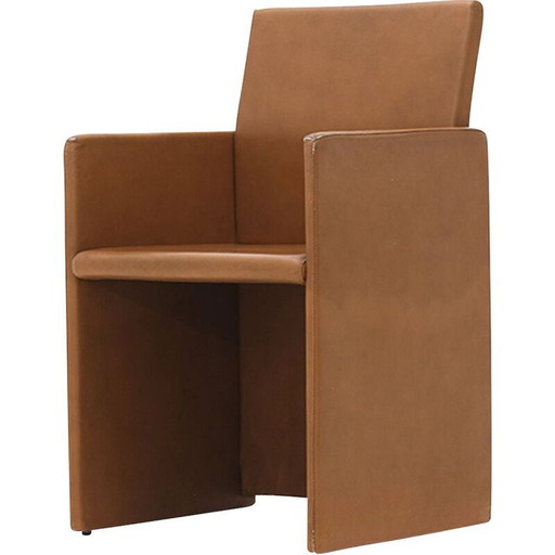 Fauteuil vintage en cuir marron, 1970