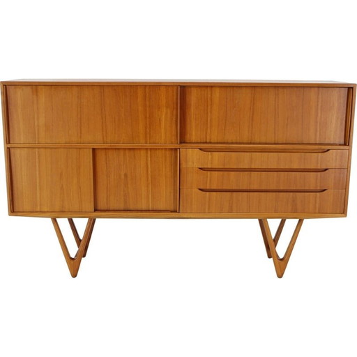 Buffet haut vintage en teck par Kurt Ostervig, Danemark années 1960