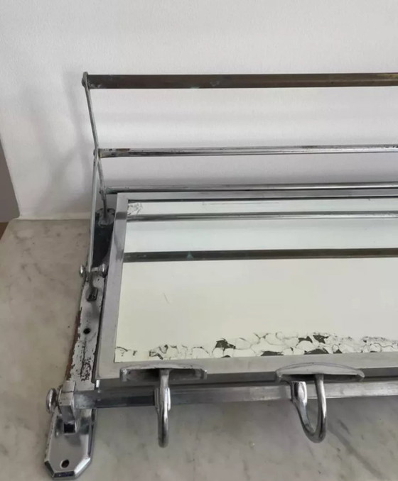 Image 1 of Porte Manteau Vintage, Miroir Biseauté Et Chrome, Art Déco