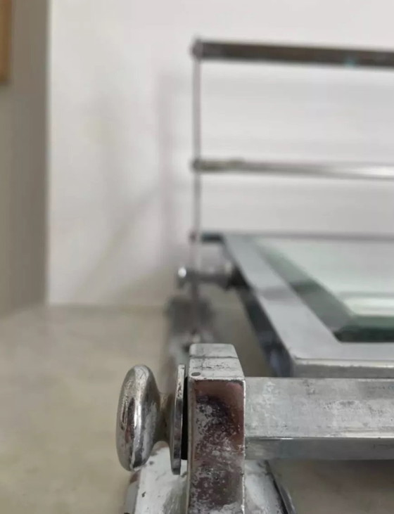 Image 1 of Porte Manteau Vintage, Miroir Biseauté Et Chrome, Art Déco