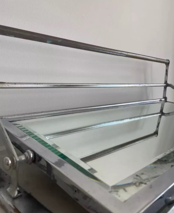 Image 1 of Porte Manteau Vintage, Miroir Biseauté Et Chrome, Art Déco