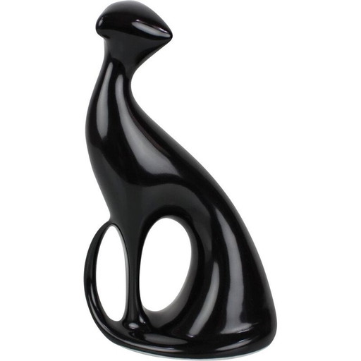 Sculpture vintage en céramique d'un chat royal, Tchécoslovaquie 1960