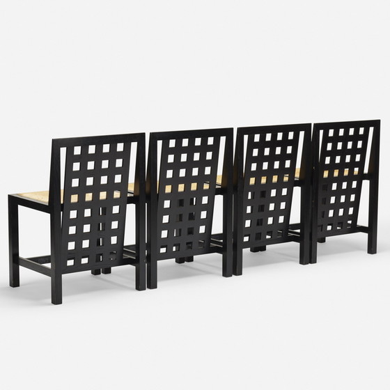 Image 1 of Table Pliante Ovale Ds1 • 6 Chaises Noires Ds3 • Charles Rennie Mackintosh • Cassina • 1980