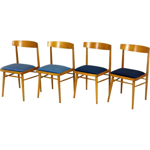 Ensemble de 4 chaises de salle à manger en frêne de TON, années 1960