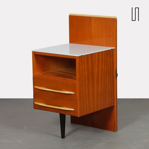 Table de nuit vintage en verre opalin par Mojmir Pozar pour Up Zavody, Tchécoslovaquie 1960