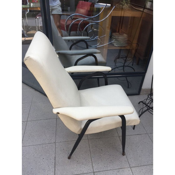 Image 1 of Fauteuil vintage en simili cuir blanc 1960