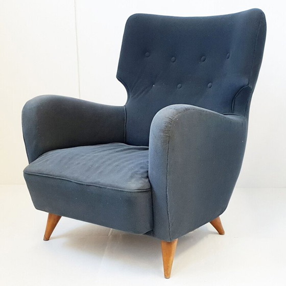 Image 1 of Fauteuil vintage "Calysse" en crin de cheval par Henri Caillon pour Erton, 1950