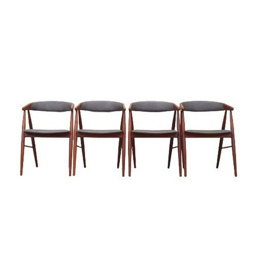 Ensemble de quatre chaises en teck, design danois, années 1960, designer : Ejner Larsen & Aksel Bender Madsen