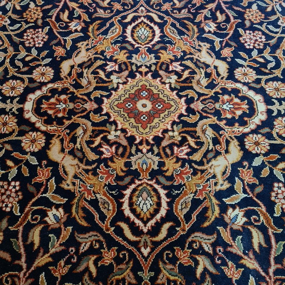 Image 1 of Tapis indien avec mélange de motifs "Isfahan"/"Kechan" années 1980