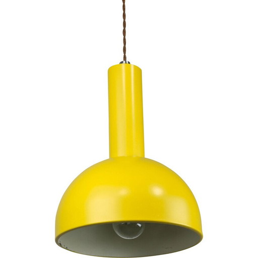 Lampe suspendue vintage en métal jaune