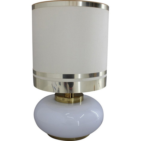 Image 1 of Lampe de table vintage en verre et laiton, Italie 1970