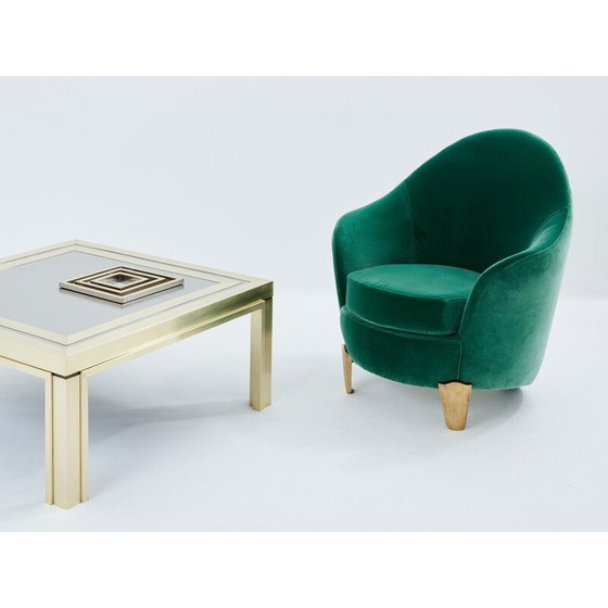 Image 1 of Paire de tables basses vintage en laiton brossé et acier par Giacomo Sinopoli pour Liwan's Rome, Italie 1970