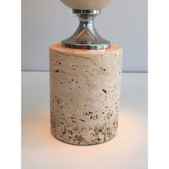 Image 1 of Lampe vintage en travertin et chrome 1970