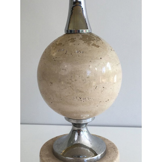Image 1 of Lampe vintage en travertin et chrome 1970