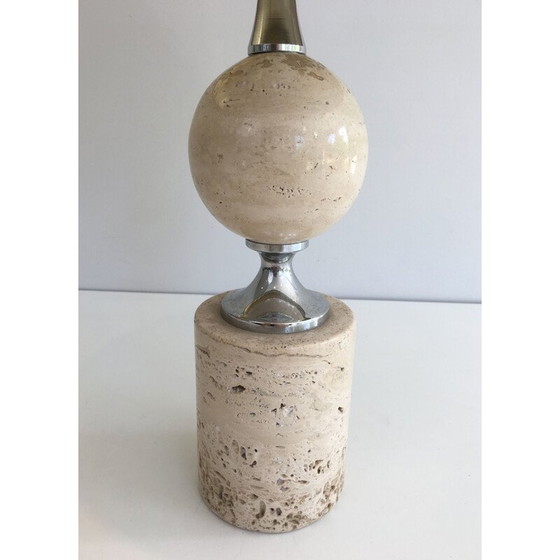 Image 1 of Lampe vintage en travertin et chrome 1970