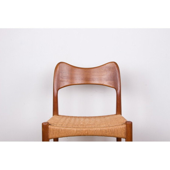 Image 1 of Ensemble de 4 chaises en teck et corde par Arne Hovmand Olsen pour Mogens Kold, Danemark 1960