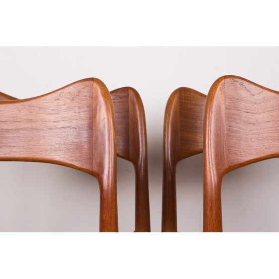 Image 1 of Ensemble de 4 chaises en teck et corde par Arne Hovmand Olsen pour Mogens Kold, Danemark 1960