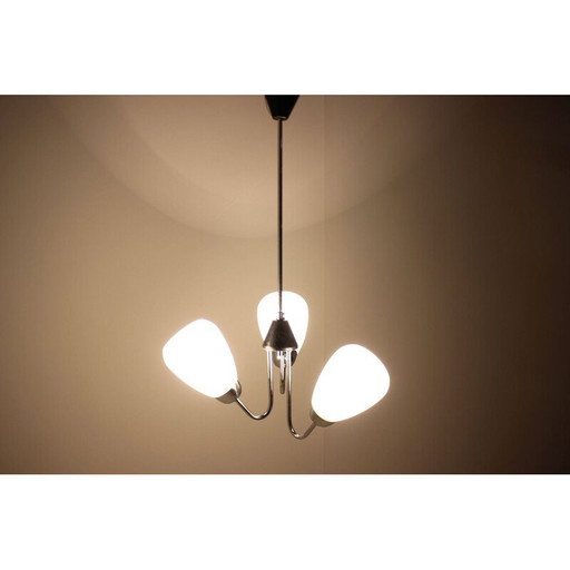 Lustre vintage en verre et métal par Lidokov, Tchécoslovaquie 1940