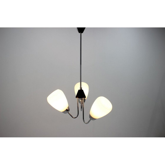 Image 1 of Lustre vintage en verre et métal par Lidokov, Tchécoslovaquie 1940