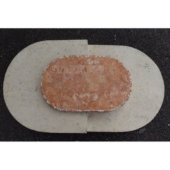 Image 1 of Table basse vintage en placage de travertin et contreplaqué pour Maitland-Smith, 1970