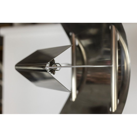 Image 1 of Lampadaire géométrique vintage en métal argenté, 1980