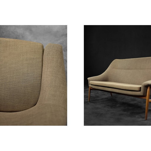 Canapé Grace 2 places vintage scandinave en tissu marron par Ikea, 1961