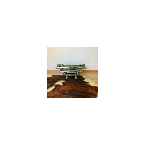 Image 1 of Table basse vintage en verre et chrome, 1970