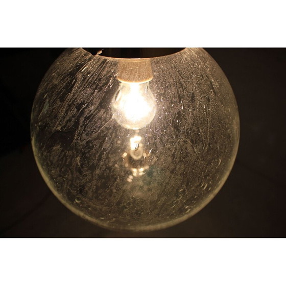 Image 1 of Lampe suspendue vintage en verre et laiton pour Valašské Meziříčí, Tchécoslovaquie 1970.