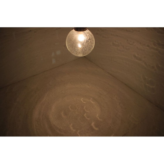 Image 1 of Lampe suspendue vintage en verre et laiton pour Valašské Meziříčí, Tchécoslovaquie 1970.