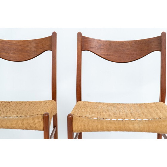 Image 1 of Ensemble de 4 chaises vintage "Gs61" en corde de papier par Arne Wahl Iversen pour Glyngøre, Danemark 1960