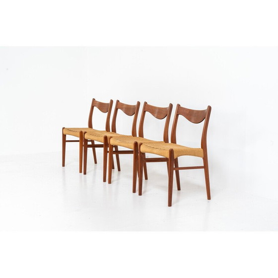 Image 1 of Ensemble de 4 chaises vintage "Gs61" en corde de papier par Arne Wahl Iversen pour Glyngøre, Danemark 1960