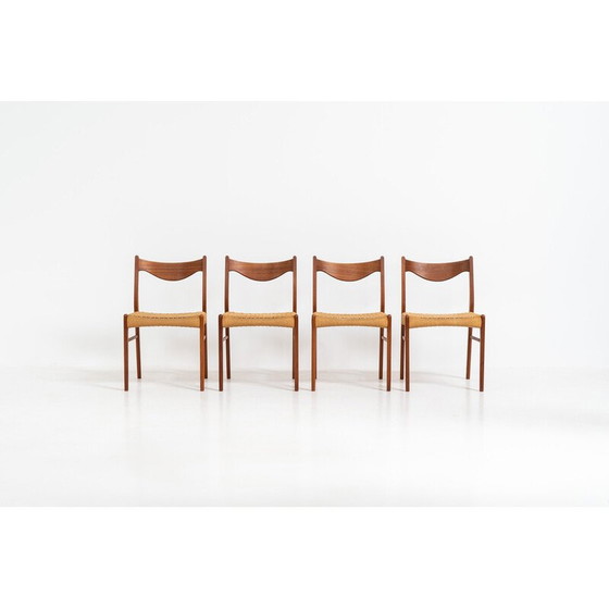 Image 1 of Ensemble de 4 chaises vintage "Gs61" en corde de papier par Arne Wahl Iversen pour Glyngøre, Danemark 1960