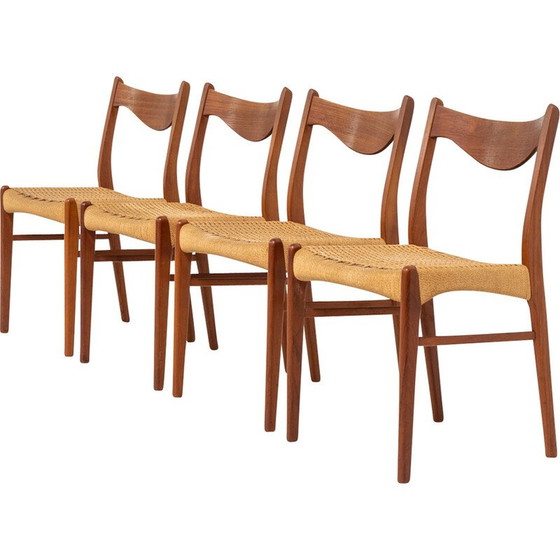 Image 1 of Ensemble de 4 chaises vintage "Gs61" en corde de papier par Arne Wahl Iversen pour Glyngøre, Danemark 1960