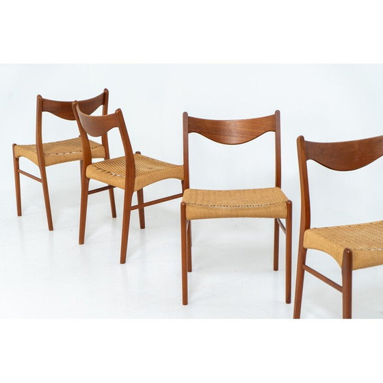 Image 1 of Ensemble de 4 chaises vintage "Gs61" en corde de papier par Arne Wahl Iversen pour Glyngøre, Danemark 1960