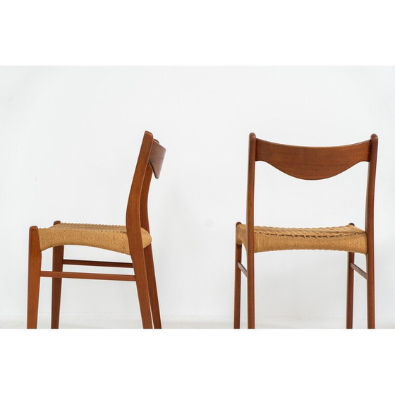 Image 1 of Ensemble de 4 chaises vintage "Gs61" en corde de papier par Arne Wahl Iversen pour Glyngøre, Danemark 1960