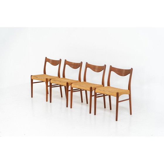 Image 1 of Ensemble de 4 chaises vintage "Gs61" en corde de papier par Arne Wahl Iversen pour Glyngøre, Danemark 1960